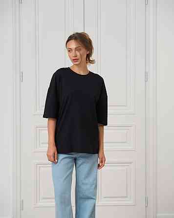 Футболка жіноча оверсайз кругла горло Nicoletta — Чорна M Київ