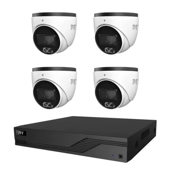 Комплект IP-відеонагляду на 4 камери TVT IP-Video Kit 4x4Mp (T) PoE: 4 купольні 4Mp відеокамери + 4-канальний 8Mp відеореєстратор Киев