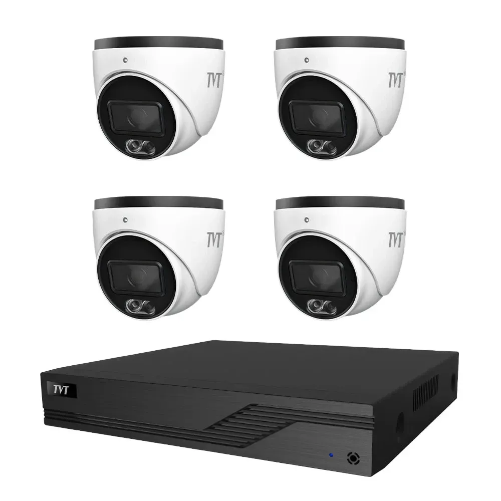 Комплект IP-відеонагляду на 4 камери TVT IP-Video Kit 4x4Mp (T) PoE: 4 купольні 4Mp відеокамери + 4-канальний 8Mp відеореєстратор Київ - фото 3
