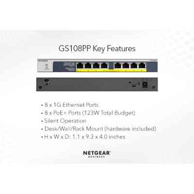 Комутатор мережевий Netgear GS108PP-100EUS Вінниця