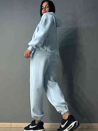 Костюм женский A-N 27066 спортивный оверсайз худи на молнии и джогеры голубой, голубой, L Киев