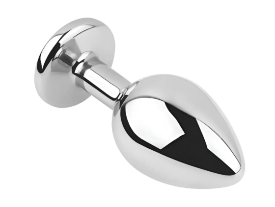 Анальна пробка із кристалом EGZO - Silver Round Plug Clear size S Sex Aura Київ