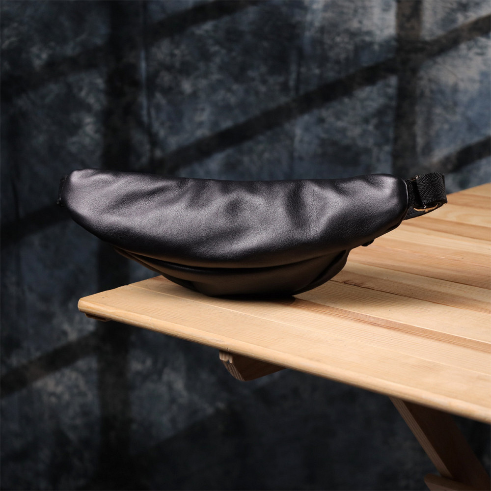 Удобная мужская бананка отменного качества из гладкой натуральной кожи Shvigel 23143 Черный Киев - изображение 10