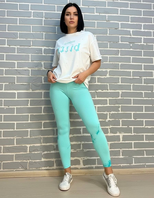 Лосини жіночі LADY HUREM 18160 мармурові пуш-ап широкий пояс утягуючі бірюзові, бірюзовий, M-L Київ - фото 17