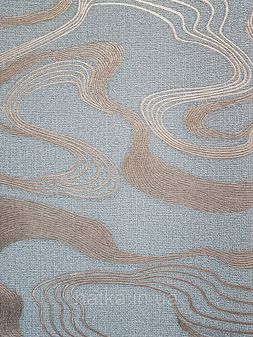 Обои виниловые на флизелине Marburg Kumano 1.06х10 абстракция волны структурные золотистые на бирюзовом 34588 Киев - изображение 2