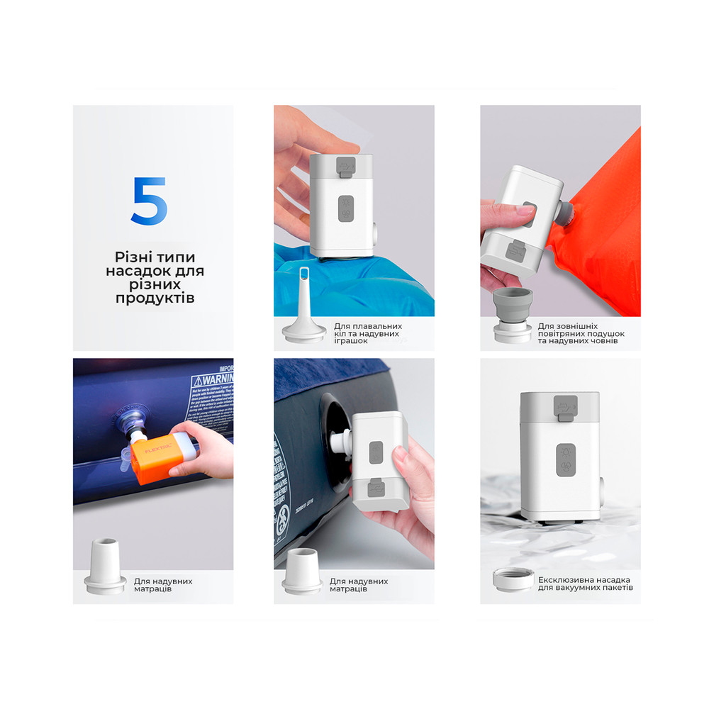 Насос-ліхтар-powerbank кемпінговий Flextail Max Pump 2 Plus, помаранчевий Київ - фото 10