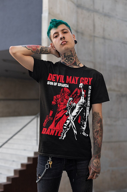 Футболка для хлопчика з аніме принтом Девіл Май Крй Данте оверсайз (зріст від 165 до 180) Чорний AnimeJ0163m Дніпро - фото 4