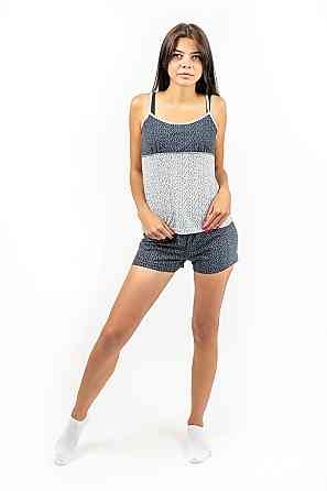 Спальный комплект (тройка) пижама+халат, белый, 100% х/б, топ Крохатушка одяг Киев