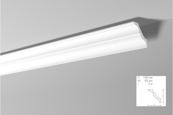 Карниз(плинтус) потолочный гладкий  NMC, AT  , лепной декор из пенопласта Днепр - изображение 1