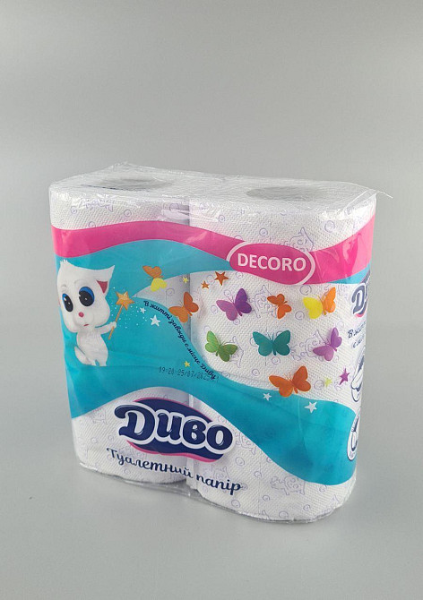 Туалетний папір (2шари) білий з фіолетовим тисненням (а4) Диво DECORO (1 пачка) Харків - фото 1