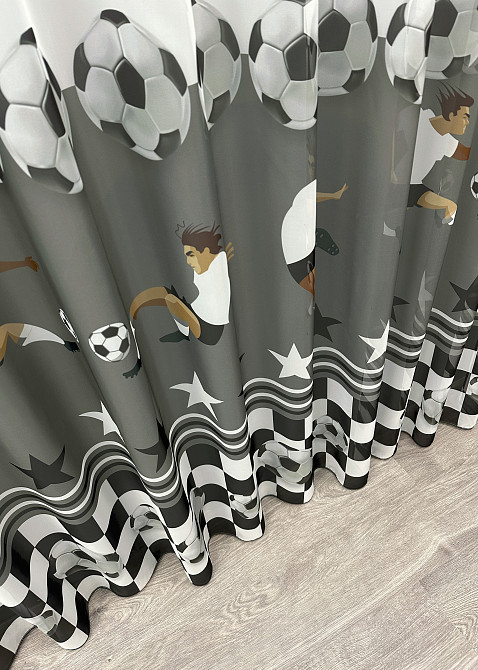 Тюль VR-Textil 1823т Шифон с принтом Молочный с серым 300х270 см (42-0799) Киев - изображение 8