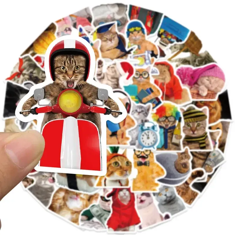 Набір вінілових наліпок з котами 50 шт – водонепроникні мультяшні стікери для ноутбука, телефона, валізи Київ - фото 2