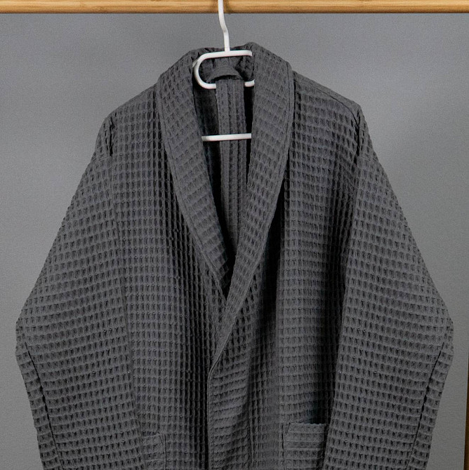 Вафельний халат жіночий з коміром, довгим рукавом YouStar 100% бавовна 380 г/м2 (Сірий) M Суми - фото 9