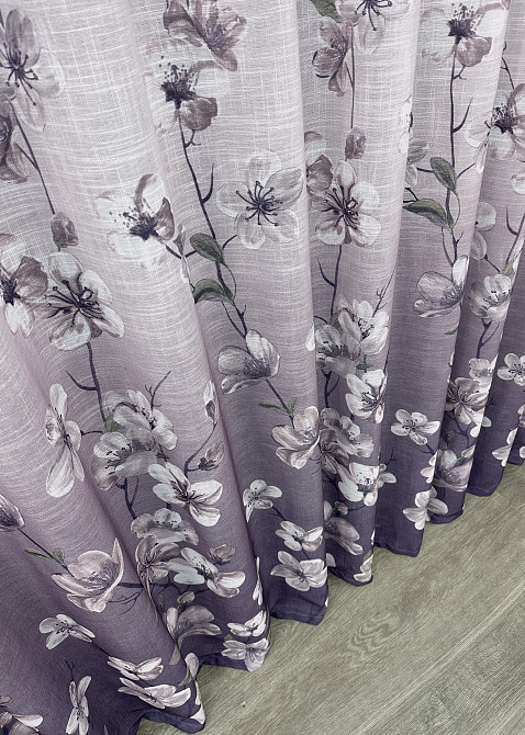 Тюль-штора VR-Textil 1877т Льон Фіолетовий з білим 400х270 см (42-1083) Київ - фото 8