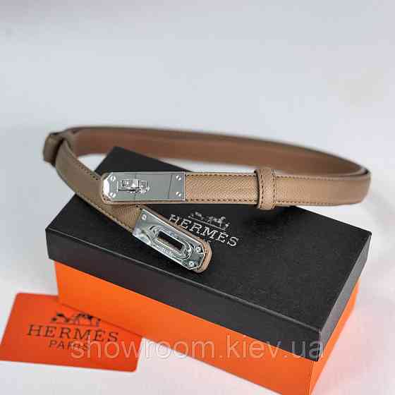 Женский кожаный ремень Hermes Гермес (280-2) тауп Киев