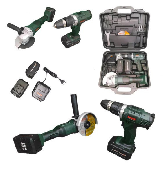 SR-036 Акумуляторний набір: УШМ болгарка 125 мм + дриль-шуруповерт 24 В з 2 акумуляторами та кейсом Одеса - фото 1