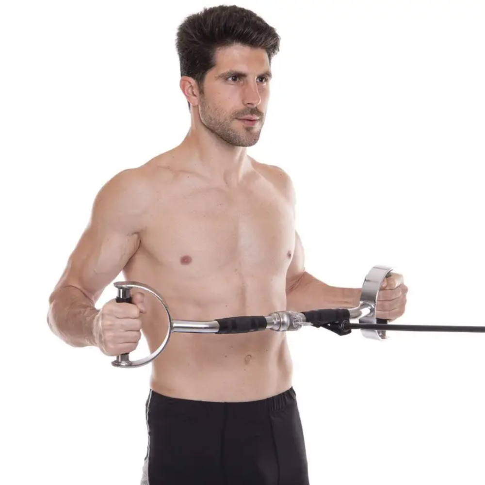 Ручка для верхньої тяги York Fitness 60см з паралельним хватом вигнута з гумовими рукоятками, хром Киев - изображение 8