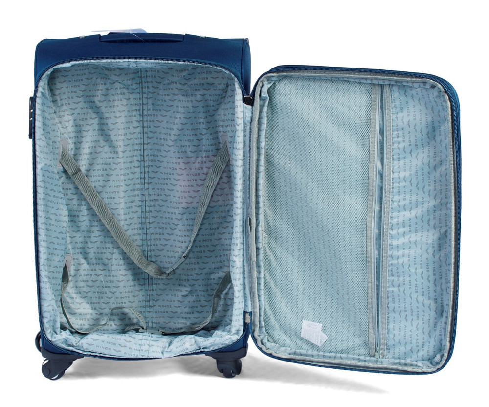 Чемодан тканевый WINGS 1706 малый 55 см 4 колеса темно-синий Киев - изображение 5