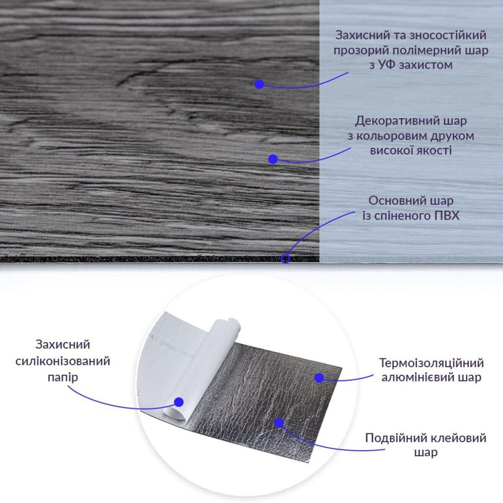 Самоклеящаяся виниловая плитка 152.4х914.4х1.5мм Пепельное дерево, цена за 1 шт. (СВП-003) Матовая SW-00000284 Днепр - изображение 2