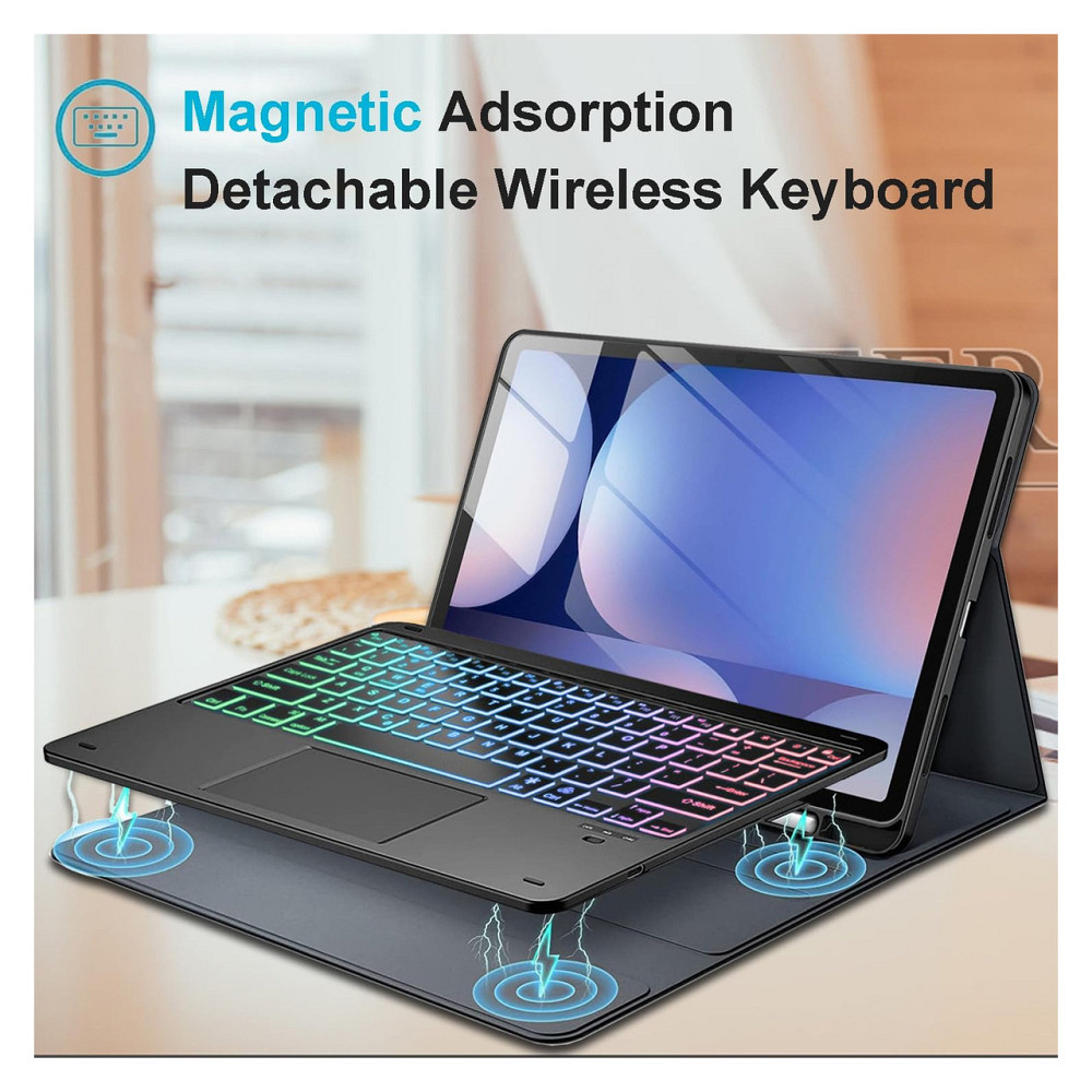 Чехол-клавиатура Nanhent QWERTY для Samsung Galaxy Tab S10 S9 S9 FE 12.4 Bluetooth тачпад RGB 7 цветов USB-C Киев - изображение 4