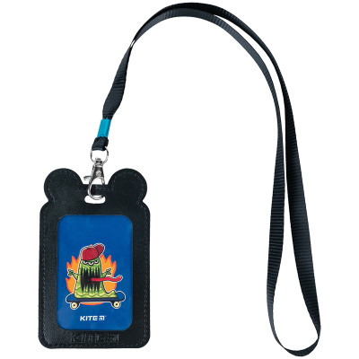 Бейдж Kite вертикальный на шнурке, черный (K24-296-3) Винница - изображение 1