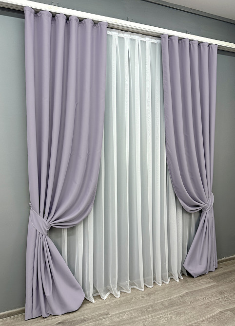 Комплект готовых штор VR-Textil Блэкаут Midnight № 1227ш Лавандовый 100х290 см 2 шт (31-534) Киев - изображение 3