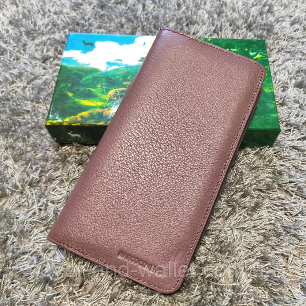 Великий шкіряний жіночий гаманець на блискавці колір пудра Київ - фото 8