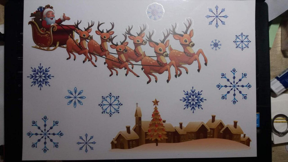 Новорічні наклейки Олені Melinera 33 на 22 см різнобарвний Київ - фото 6