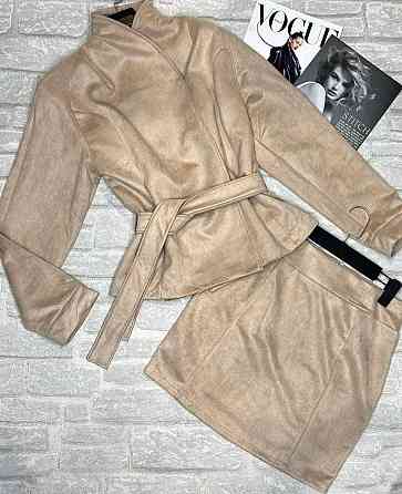 Жіночий стильний повсякденний костюм-двійка із замші на дайвінзі Шоколад, 46/48 Одеса