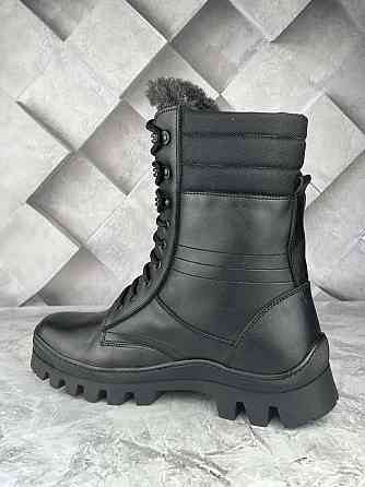 Тактичні чоловічі зимові берці теплі армійські берці з хутром прошиті та проклеєні чорні зимові берці WAR Львів