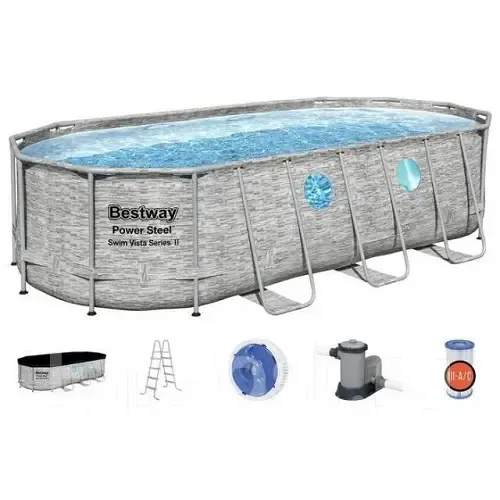 Семейный овальный каркасный бассейн Bestway 56716 549х274х122 см с фильтром и лестницей на 13420 л Коломия
