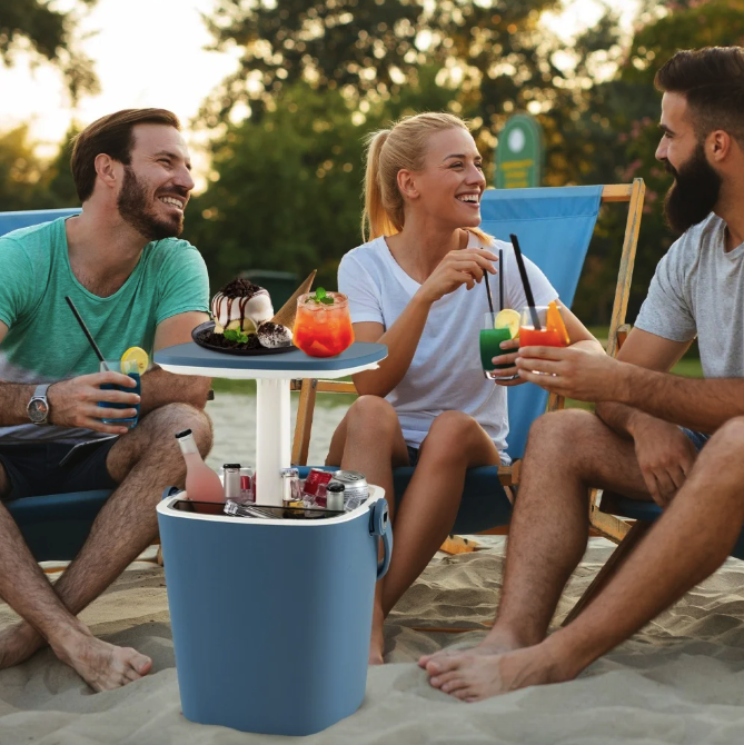 Стіл-холодильник Costway Gobar 3-в-1 з підйомною кришкою 15L синій Киев - изображение 3