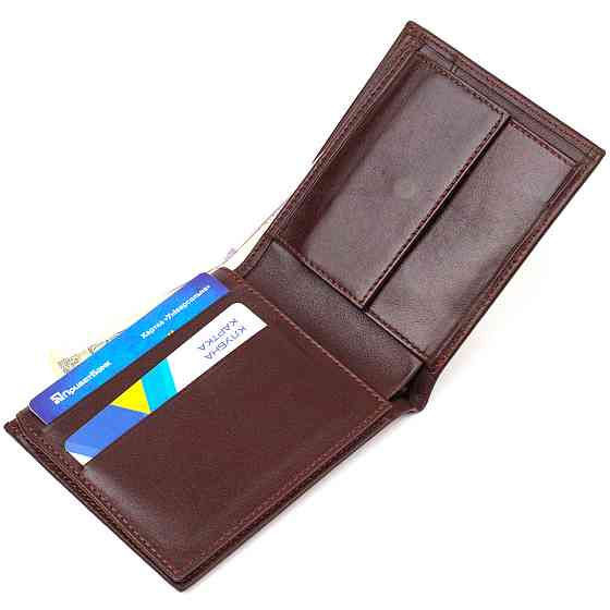 Оригинальное мужское портмоне из натуральной гладкой кожи CANPELLINI 21782 Темно коричневое Киев