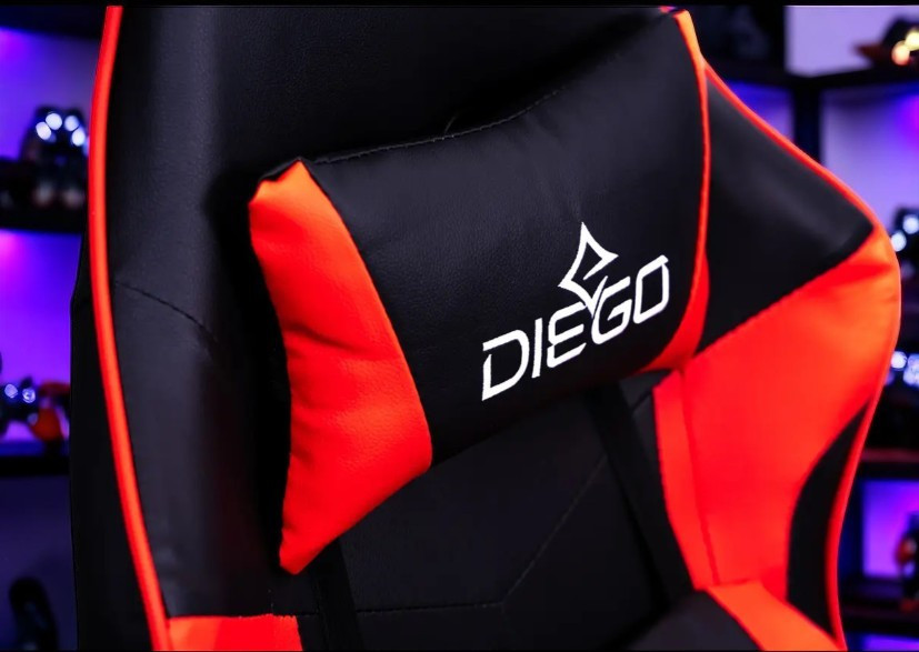 Ігрове комп'ютерне крісло DIEGO чорно червоного кольору ,ергономічне і масажером до 120 кг Львів - фото 7