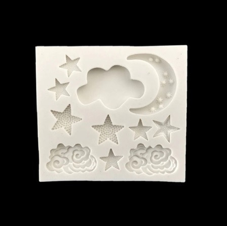 Молд силиконовый Луна тучи звёзды 80 на 85 мм серый Киев - изображение 4