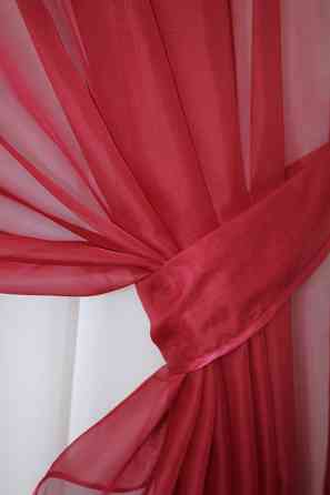 Кухонная занавеска VR-Textil № 018к штора и тюль с ламбрекеном красный с белым 270х170 см (50-215) Киев
