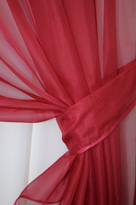 Кухонная занавеска VR-Textil № 018к штора и тюль с ламбрекеном красный с белым 270х170 см (50-215) Киев - изображение 3