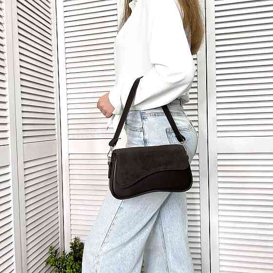 Гарний, стильний клатч. НАТУРАЛЬНА ЗАМША +еко шкіра. Коричневий. 301-41 Київ