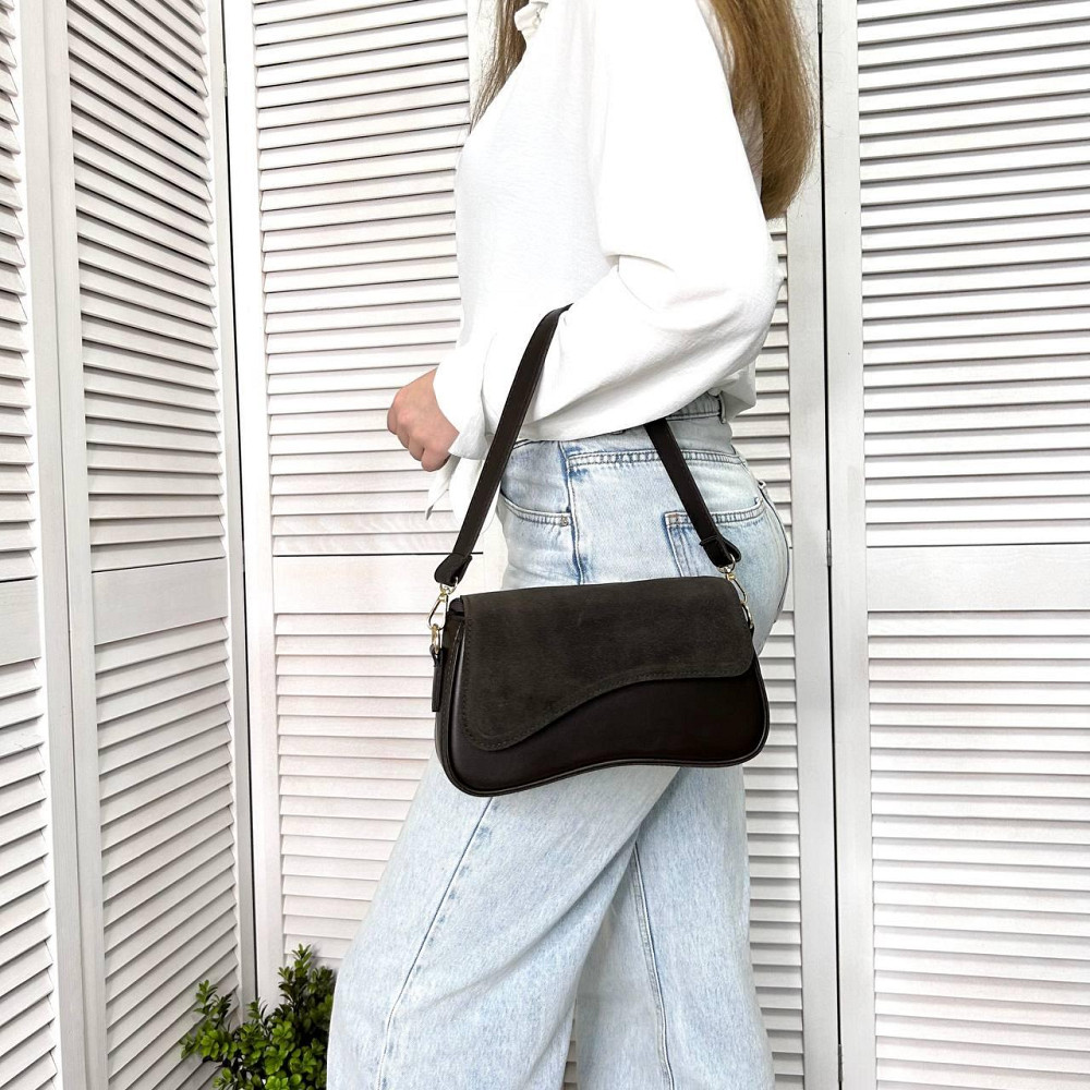 Красивый, стильный клатч. НАТУРАЛЬНАЯ ЗАМША+эко кожа. Коричневый. 301-41 Киев - изображение 2