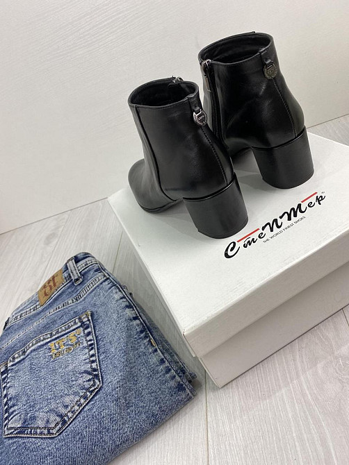 Stepter Черевики жіночі STEPTER чорні натуральна шкіра каблук 5.5см висота 10см 35р.-22.5см 37р Коломыя - изображение 6