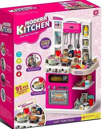 Велика інтерактивна дитяча кухня 80 см,з Парою,водою,звук,92 аксесуари. Харків