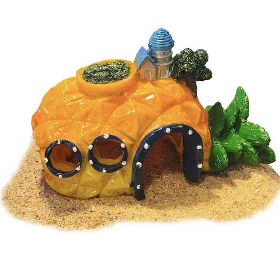 Декор для акваріума Будинок Ананас 12 на 9 на 6,5 см жовтий Київ