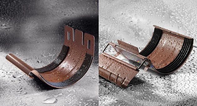 Соединитель желоба с пряжкой водосточной системы Budmat Flamingo 125\90 Кирпичный Львов - изображение 1