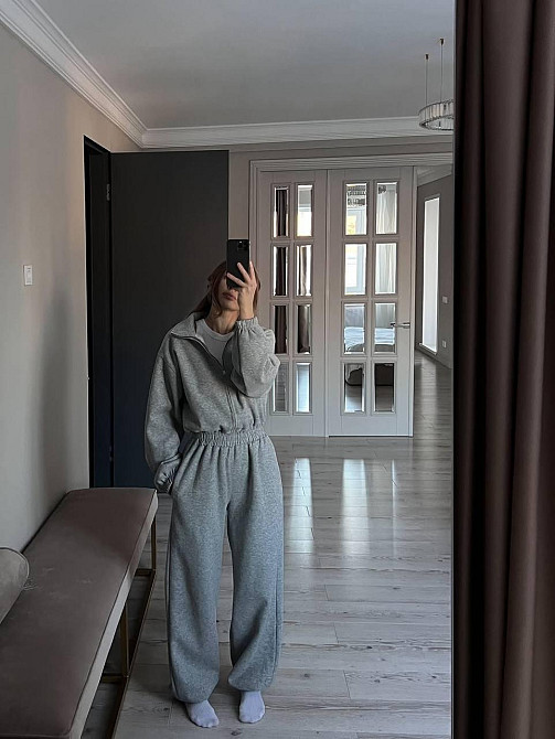 Женский теплый повседневный комбинезон трехнить на флисе Меланж, 42/46 Одесса - изображение 2