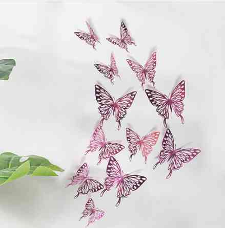 Набір метеликів на стіну 12 штук рожевий Київ