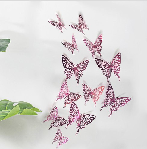 Набір метеликів на стіну 12 штук рожевий Київ - фото 1