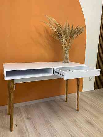 Письмовий стіл LION Сканді-1 Німфея Альба (білий)/Дуб Артизан (стільниця) (LION-041394) ТОП Львів