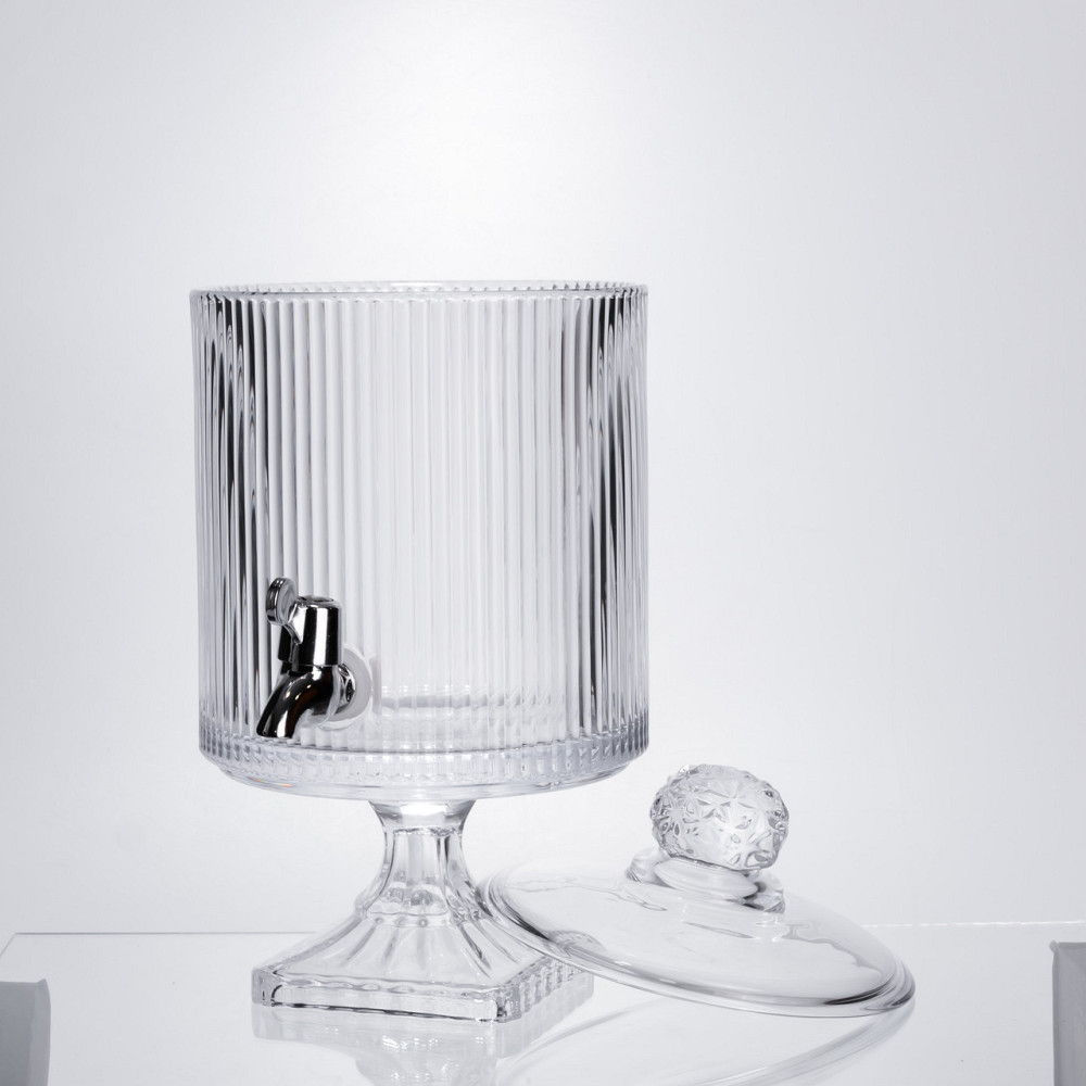 Yiwu Лимонадниця з краном на підставці скляна 4.5 л лимонадник 39 см прозорий HP-19-3045-6 Коломия - фото 4