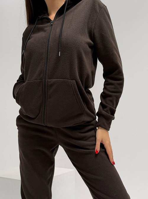 Жіночий повсякденний теплий костюм на флісі двійка Шоколад, 42/44 Одеса - фото 4