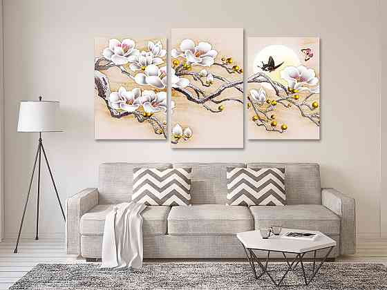 Модульна картина у вітальню/ спальню Магнолія Art-530_3 100x150 см Київ